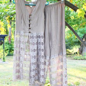 VINTAGE 3K Fashion Long Vest & Pants SET